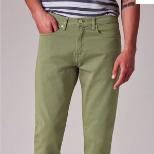 Tapered-Fit Washed Green Garment-Dyed Organic Cotton-Stretch Jeans